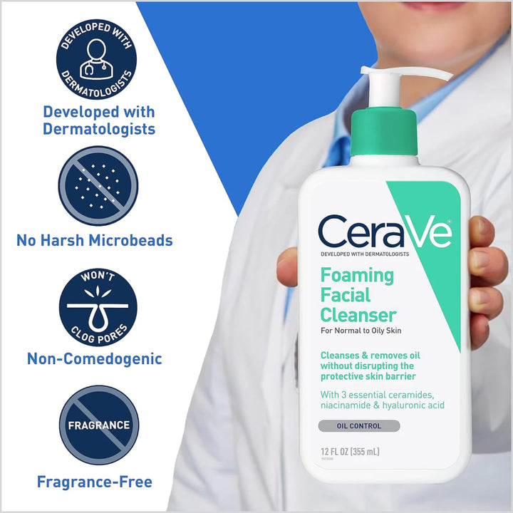 CeraVe Foaming Facial Cleanser 237ml gentle daily face wash - made in USA - Skinae