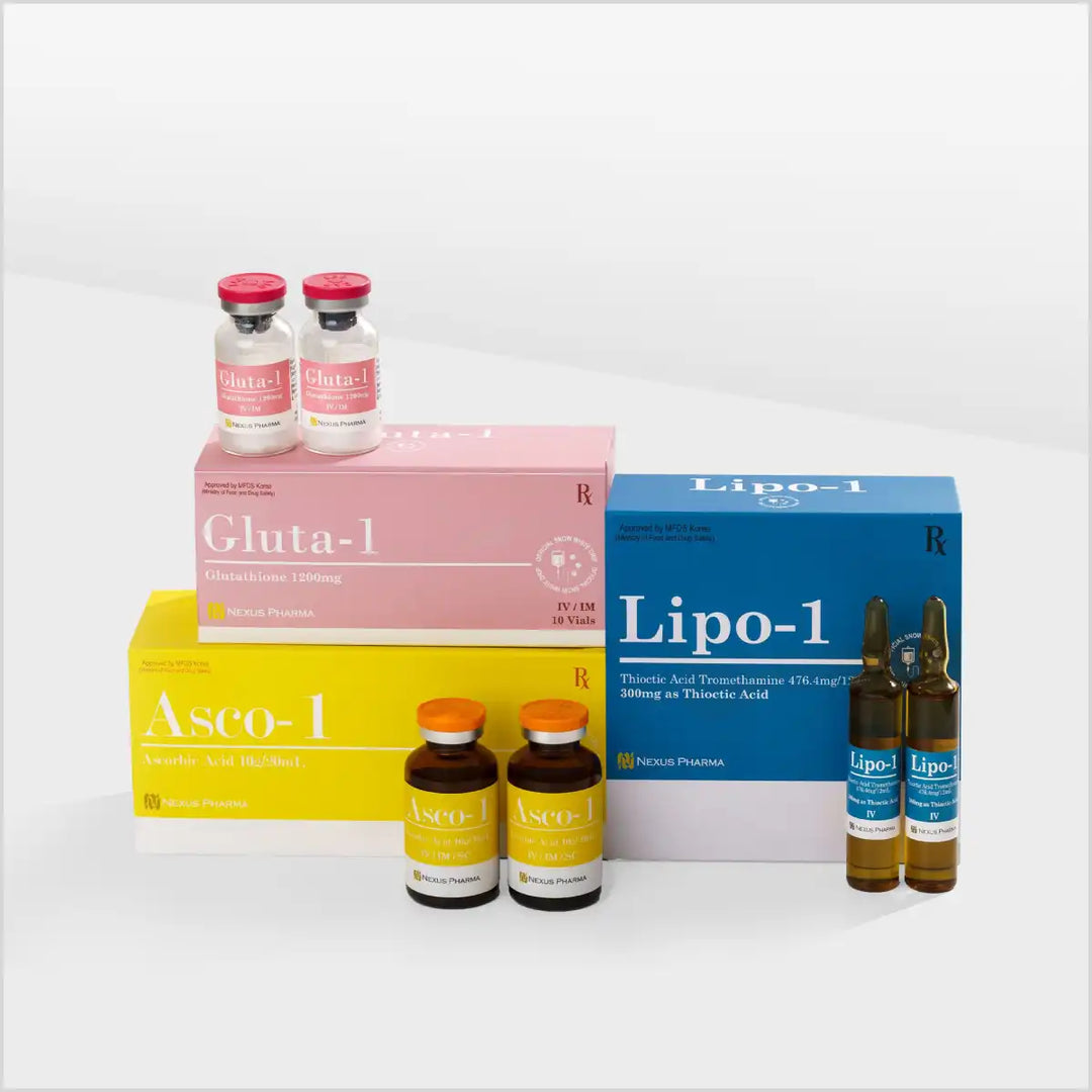 Gluta 1 Snow White with Lipo 1 and Asco 1 Skin Whitening Injections - Made In Korea