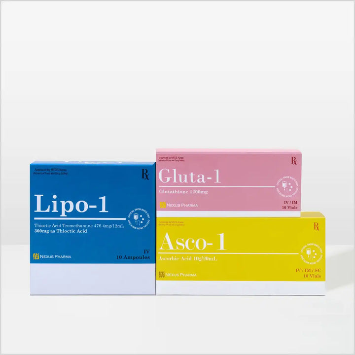 Gluta 1 Snow White with Lipo 1 and Asco 1 Skin Whitening Injections - Made In Korea