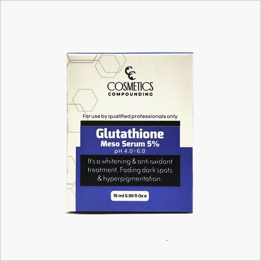 Cosmetics Compounding Glutathione Meso Serum 5% packaging on a white background