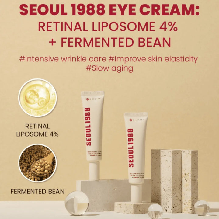 K-Secret Seoul 1988 Eye Cream with Retinal Liposome for dark circles - Made in Korea - Skinae