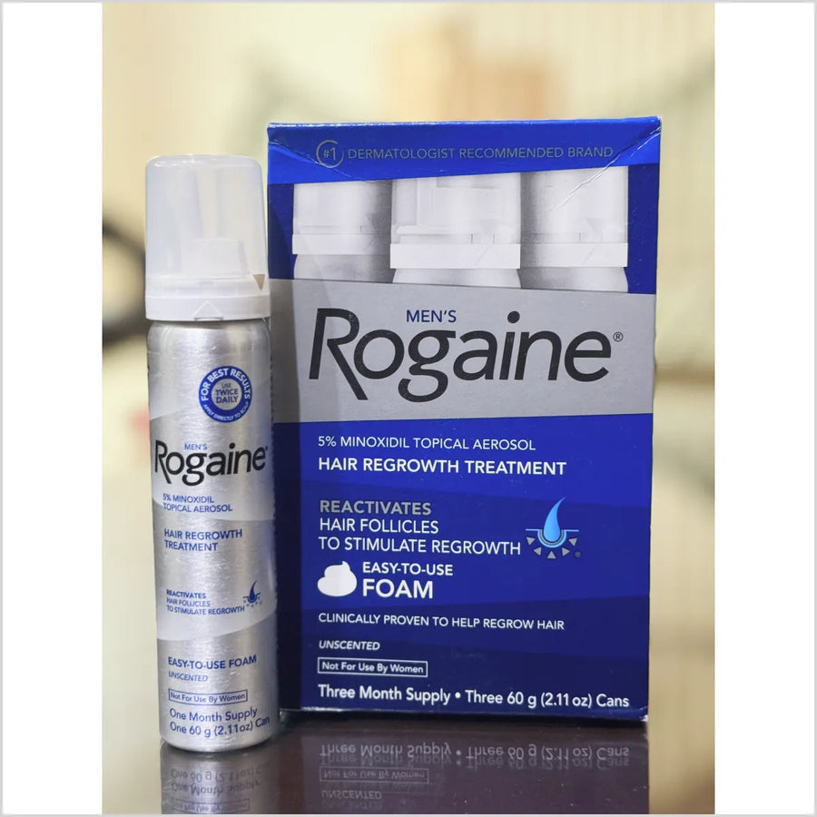 Men's Rogaine/Regaine 5% Minoxidil Foam for Hair Loss and Hair Regrowth Rogaine